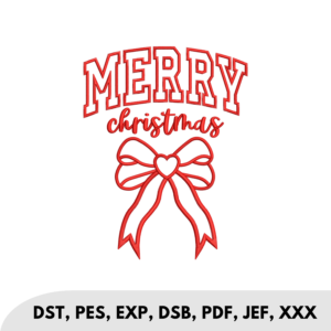 MERRY Christmas Bow Applique