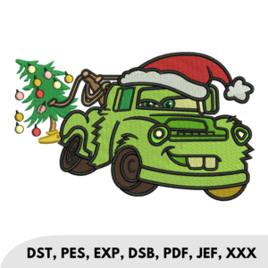 Tow Mater from Disney wearing Santa hat