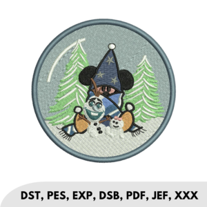 Mickey Mouse wrapped in a blue blanket alongside Olaf