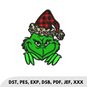 Grinch Leopard Christmas Buffalo Plaid Santa Hat