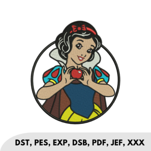 Snow White holding a red apple