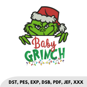 Baby GRINCH and a string of Christmas Lights
