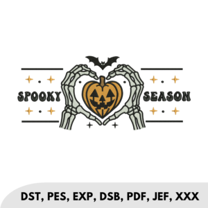 Skeleton Hand Heart Shape Bones and Pumpkin